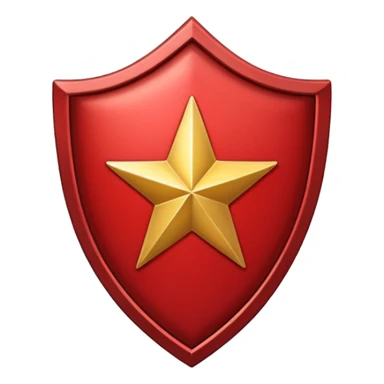 Crimson red shield with star sticker