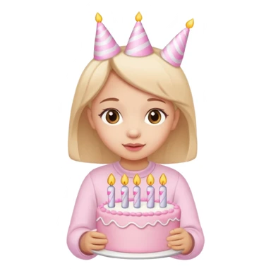 birthday girl emoji with cute baby pink font and a cake sticker