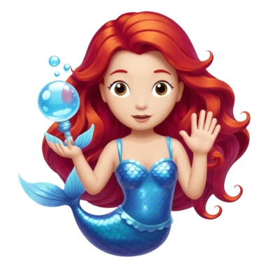 Bubbles the Mermaid from The Wiggles with light skin, long red hair, icy blue outfit sticker