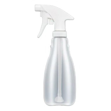 A handheld plastic spray bottle with a transparent container, featuring a long, thin stainless steel nozzle extending from the front of a white handle. sticker
