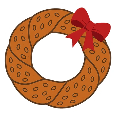 Add a red ribbon on the top right side of the simit. Remove the background so the simit with the ribbon is isolated. sticker