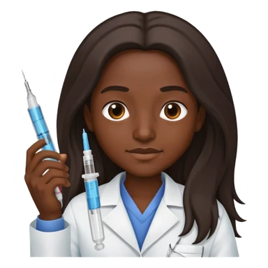 Enfermera morena con pelo largo y una inyeccion sticker