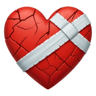 A broken red heart with a band-aid sticker