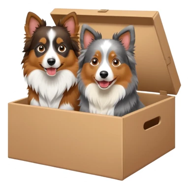 Shetland sheepdog and Australian shepherd in a box sticker