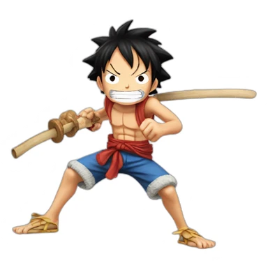 Luffy qui lance une attasue sticker