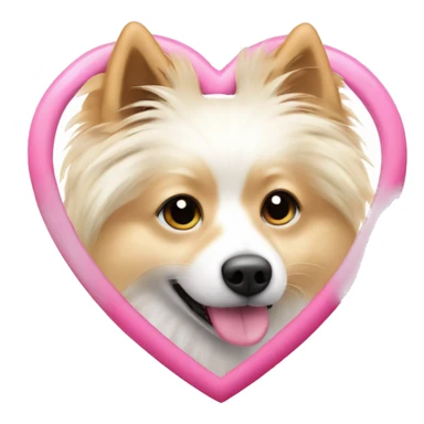 White and blonde spots spitz in a pink heart sticker