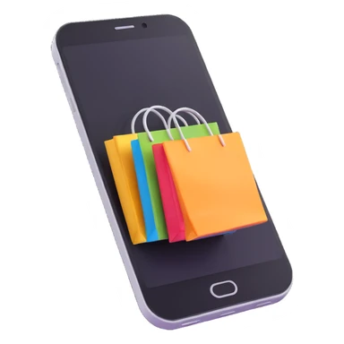 3D mobile phone with shopping app open sticker