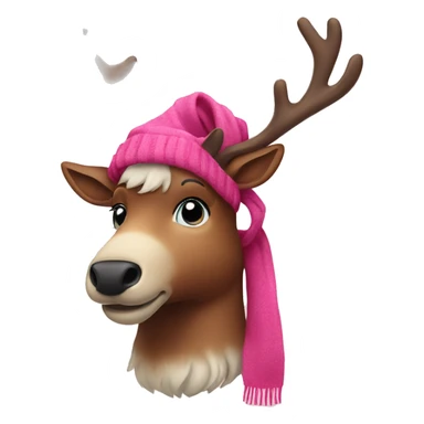 Reindeer with a pink scarf  sticker