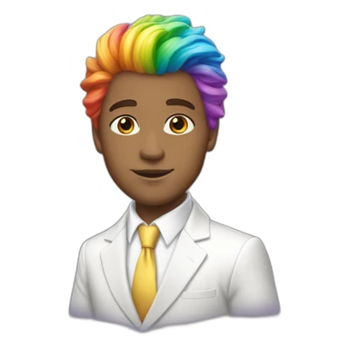 Posh-boy-with-white-suit-and-rainbow-unicorn-hair sticker
