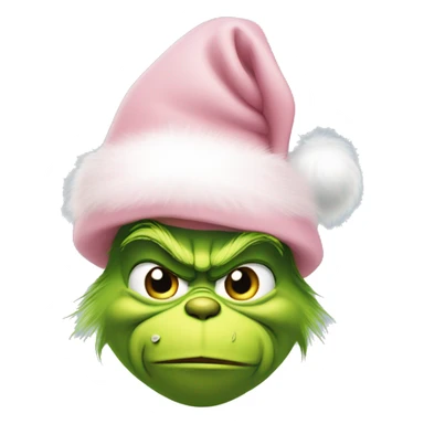 Grinch with a light pink santa hat sticker
