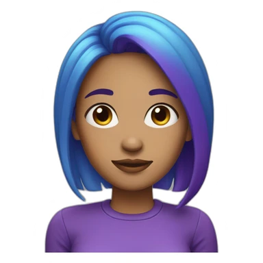 Woman with blue and purple hair on the ends sticker