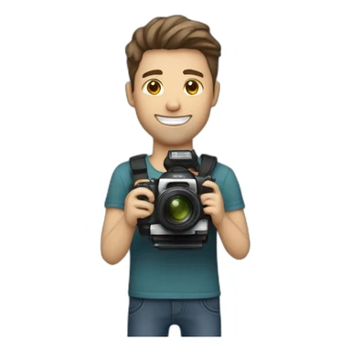 Male Photographer shaved Caucasian wavy hair brunette holding camera sticker