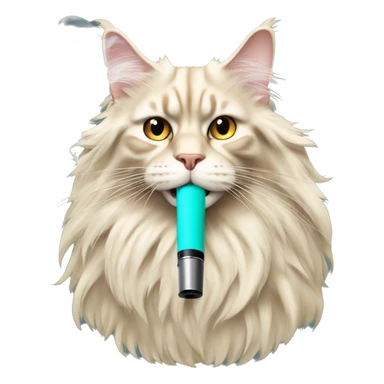 cream maine coon smoking a vape sticker