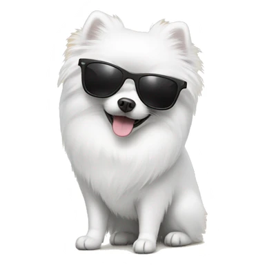 White pomeranian with black sunglasses sticker