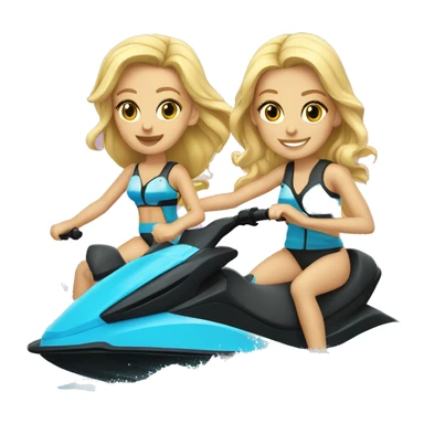 Caucasian Blonde Twins on Jet Ski  sticker