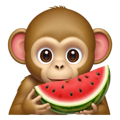 A monkey eating watermelon sticker