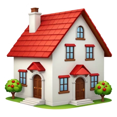 house with red roof, apple emoji style sticker