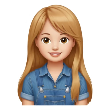Debby Ryan (long hair with straight bangs) wearing overalls sticker