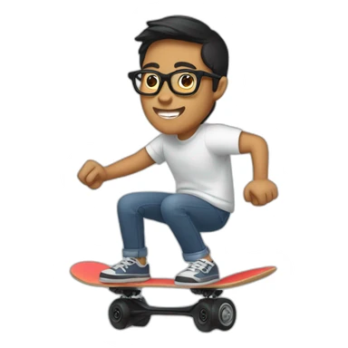Pilipino guy with glasses riding electric skateboard sticker