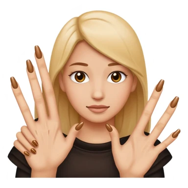 A simwly emoji with nails pookie symbol  sticker