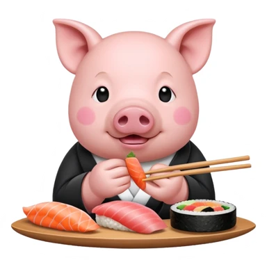 Pig eat sushi sticker