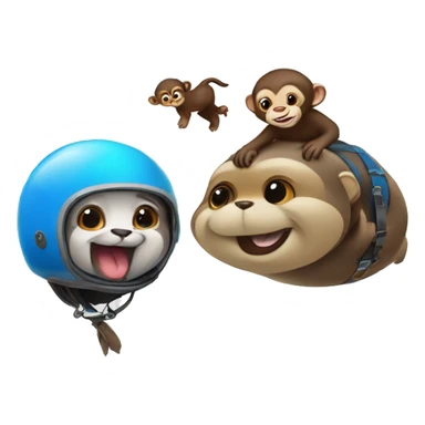Otter and monkey skydivers sticker