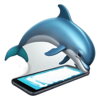 A dolphin who play with his smartphone sticker