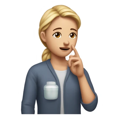 "I want to create an emoji where I, as a caring partner, am looking after my girlfriend when she's unwell. The key moment is me extending my hand to touch her forehead, checking her temperature, showing my concern and care." sticker