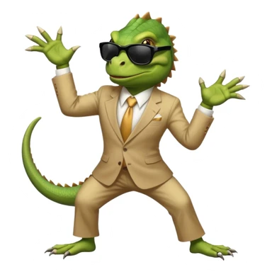 capitalist iguana banker godfather with black sunglasses breakdance scaring sticker