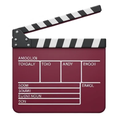 clapper board with burgundy color, emoji style, simple design sticker