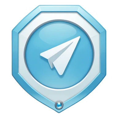 Telegram verification badge, light blue irregular octagon with white checkmark sticker
