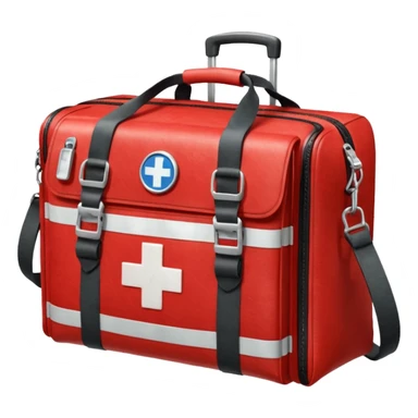 A paramedic’s emergency kit bag placed beside the ambulance door.
 sticker
