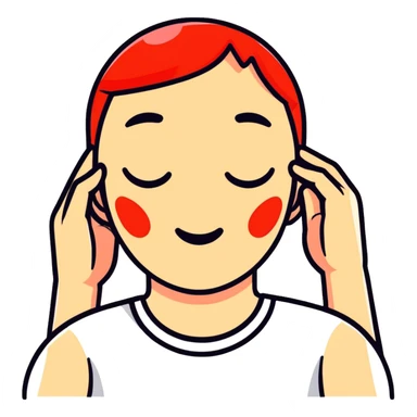 person looking embarrassed, cheeks red, hand behind head sticker