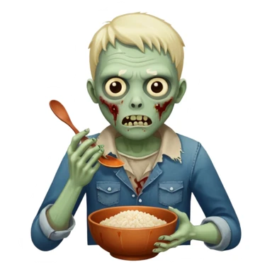 Zombie eating rice  sticker