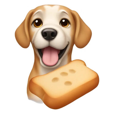 dog with bread sticker