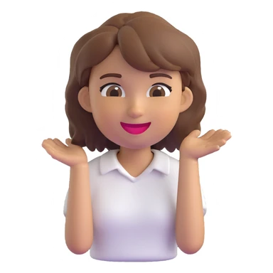 3D emoji style character with short tousled brown hair, winking, light skin, white shirt sticker