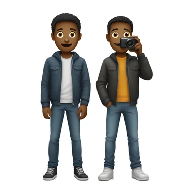 two brother photographing sticker