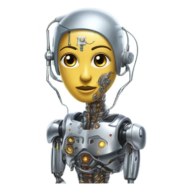 One cyborg performing brain surgery on a robot.  sticker