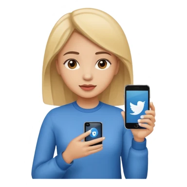 girl with phone and social media sticker