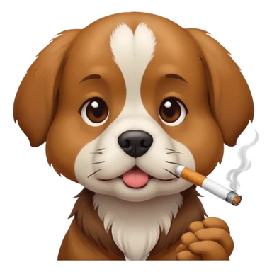 A dog with a cigarette sticker