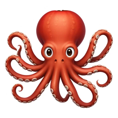 octopus tentacles curling and spreading with detailed suckers, apple style emoji sticker
