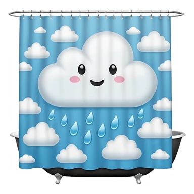 cloud patterned shower curtain sticker