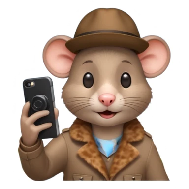 Rat tourist taking selfie in front of Eiffel Tower sticker