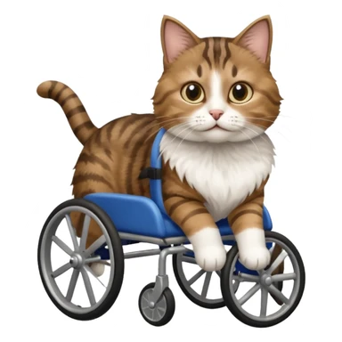 disabled brown tabby and white cat using cat wheelchair sticker