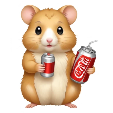 Golden hamster holding a Diet Coke can sticker