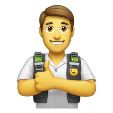 frontend engineer with thumbs up sticker