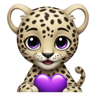 Baby leopard holding a purple heart  sticker
