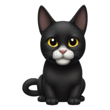 black cat with white cheeks and bridge of nose and black lips and black nose sticker