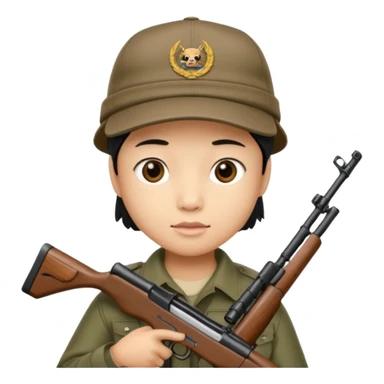 tung tung tung sahur met zijn kap aan en een geweer in zijn hand sticker