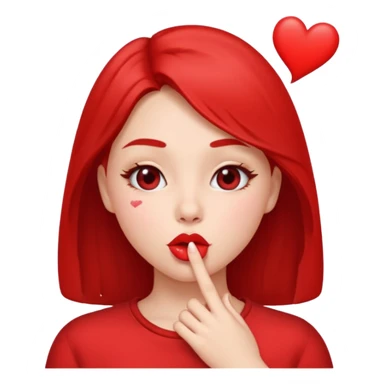 Emoji, girl's face blowing a kiss, puckered lips, small heart sticker